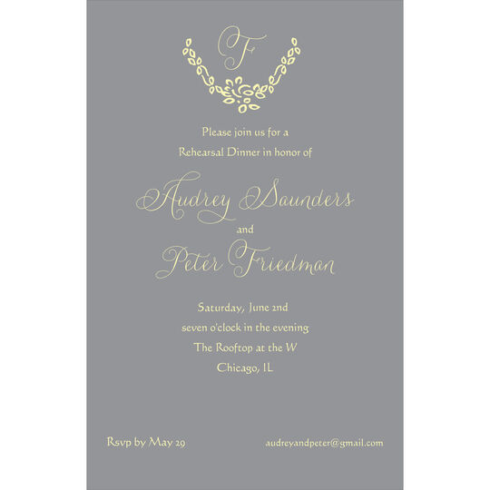 Grey Initial Invitations